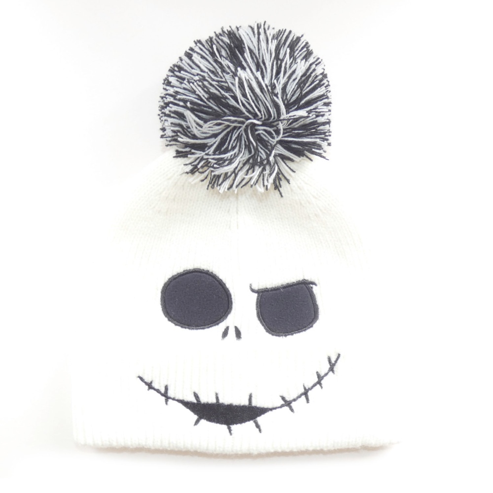 Disney The Nightmare Before Christmas - Jack Face Jumbo Pom pom Mütze - Weiß
